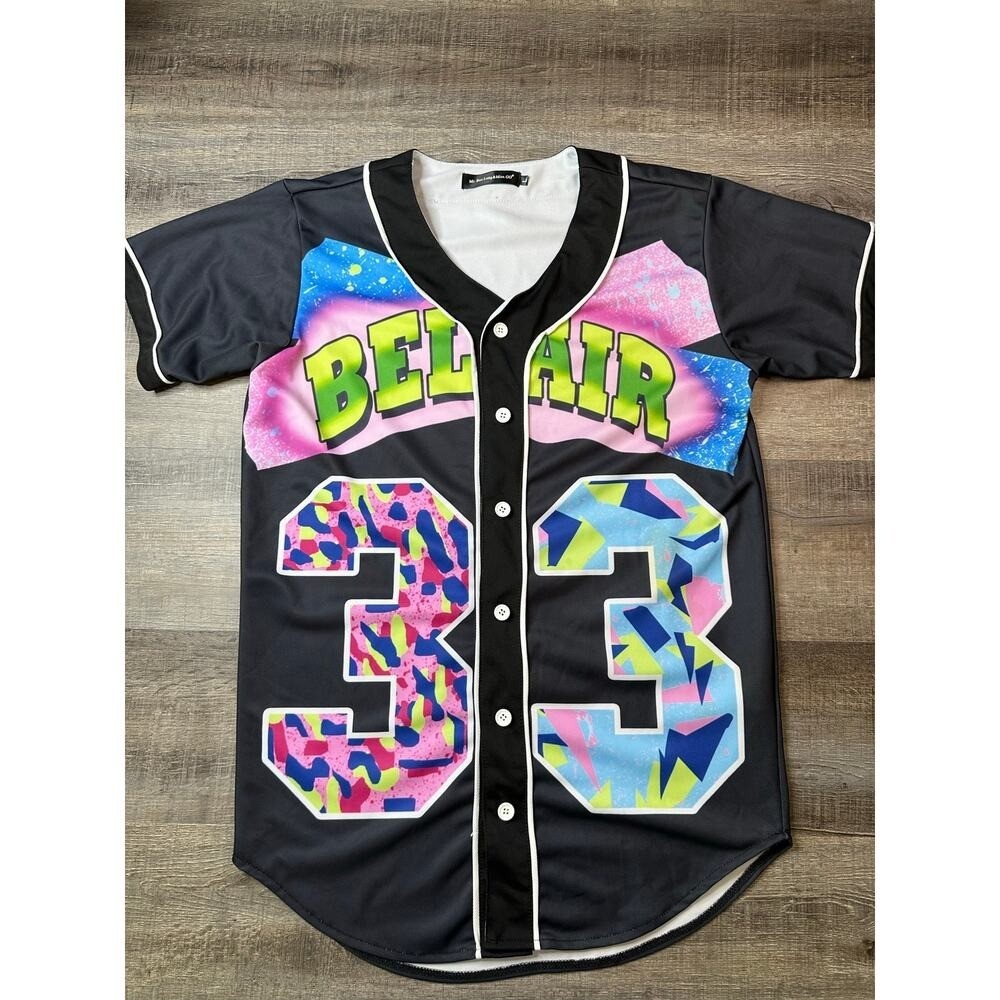 90s Retro Bel Air #33 Graffiti Baseball Jersey – Fresh Prince Inspired