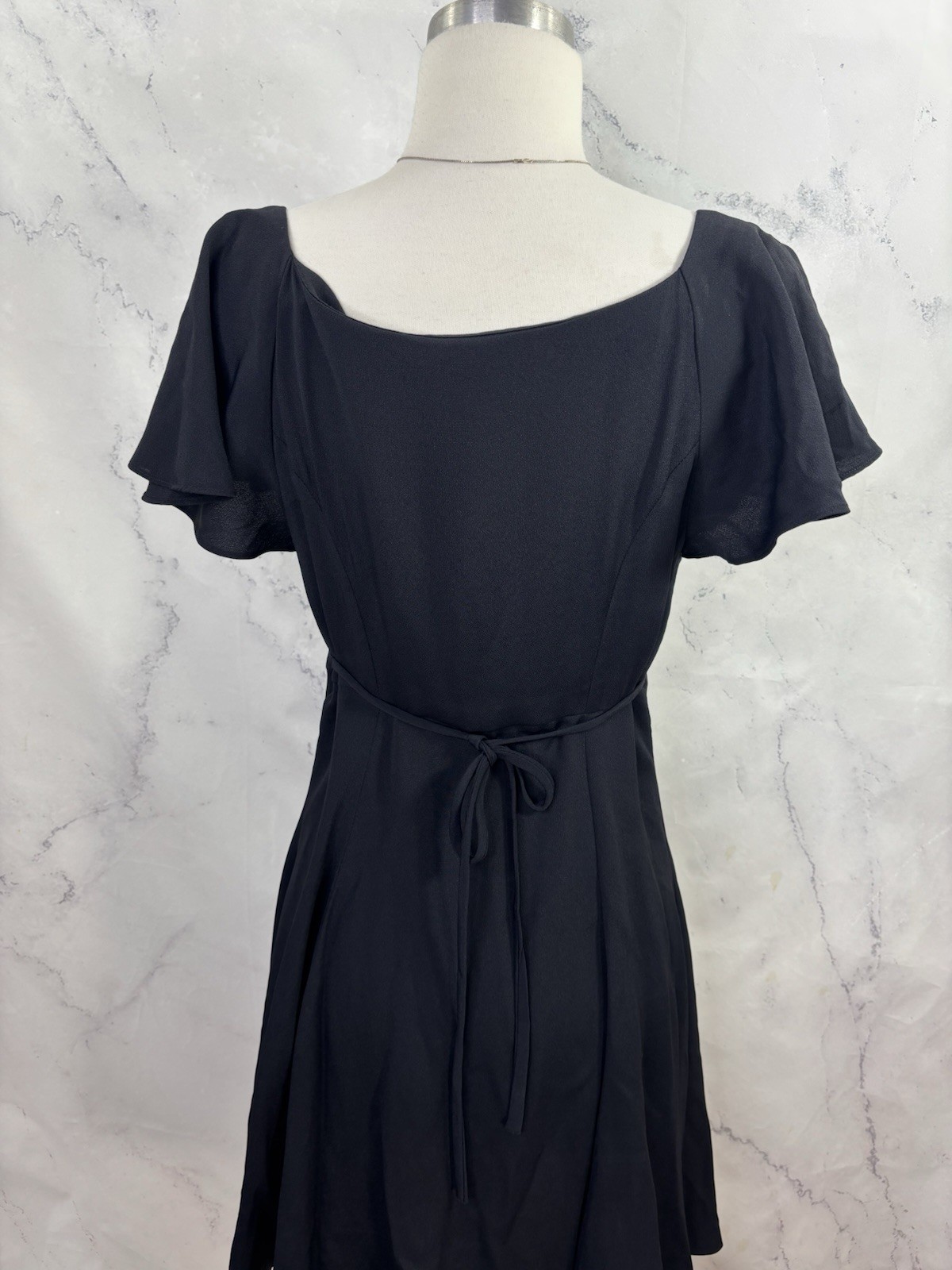 Betsey Johnson 90s USA Dress Sz M Fit Flare Black Punk Goth Emo Button Witchy