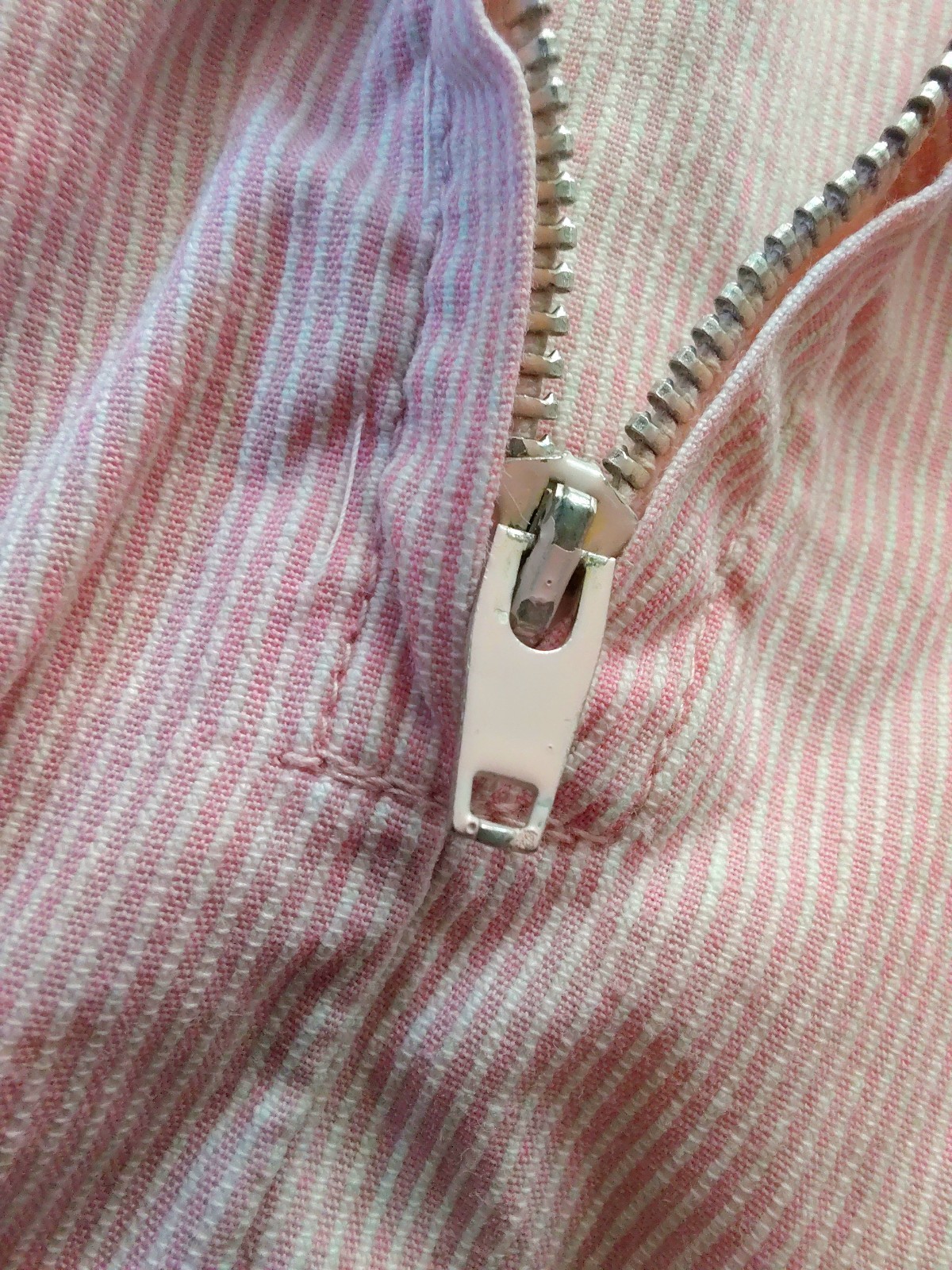 Vintage 60s Girls Pink Striped Dress Handmade Drop Waist Bell Sleeve