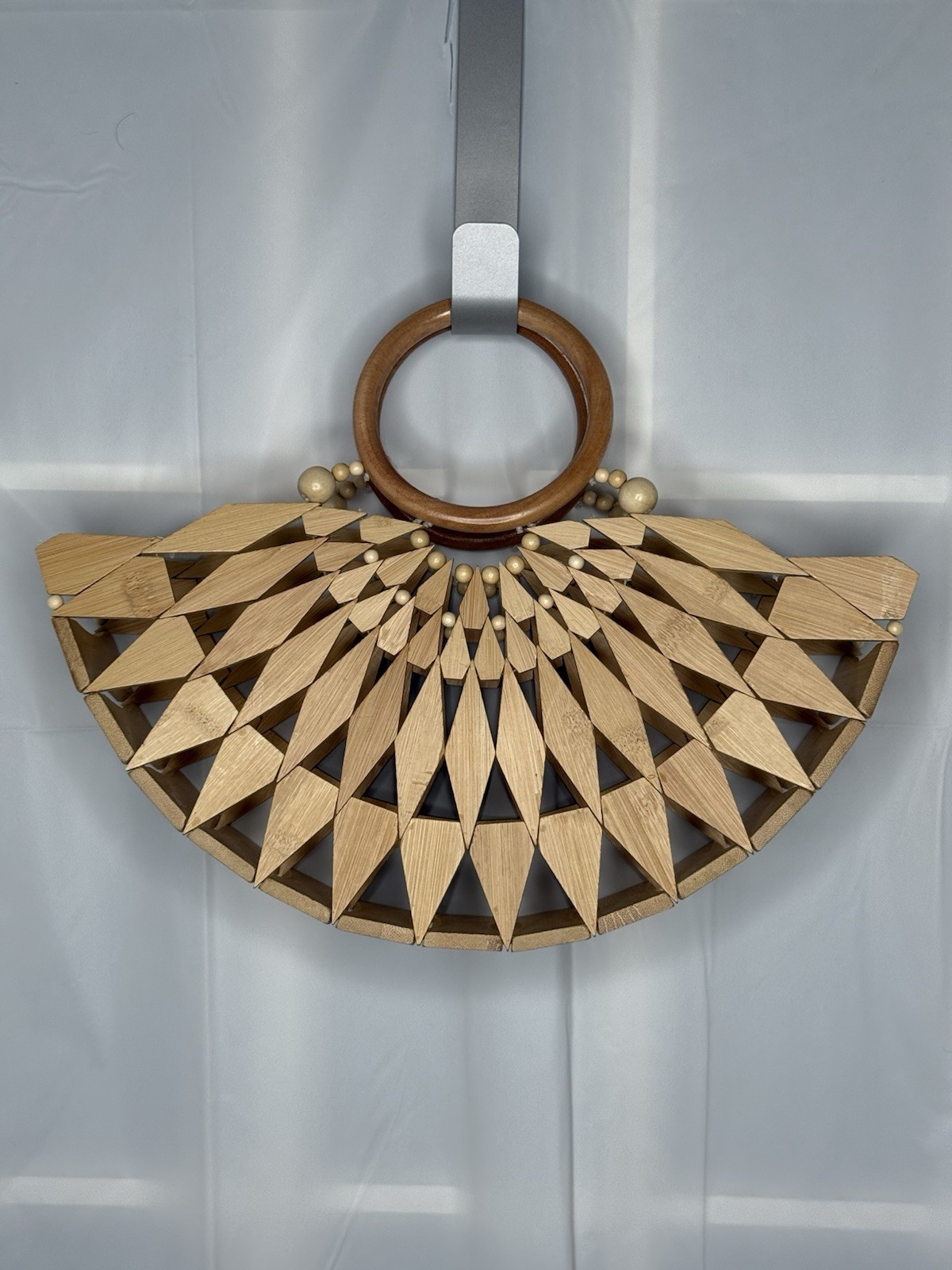 RARE FIND! LA SONSON’s Handcrafted art open-weave Bamboo bag