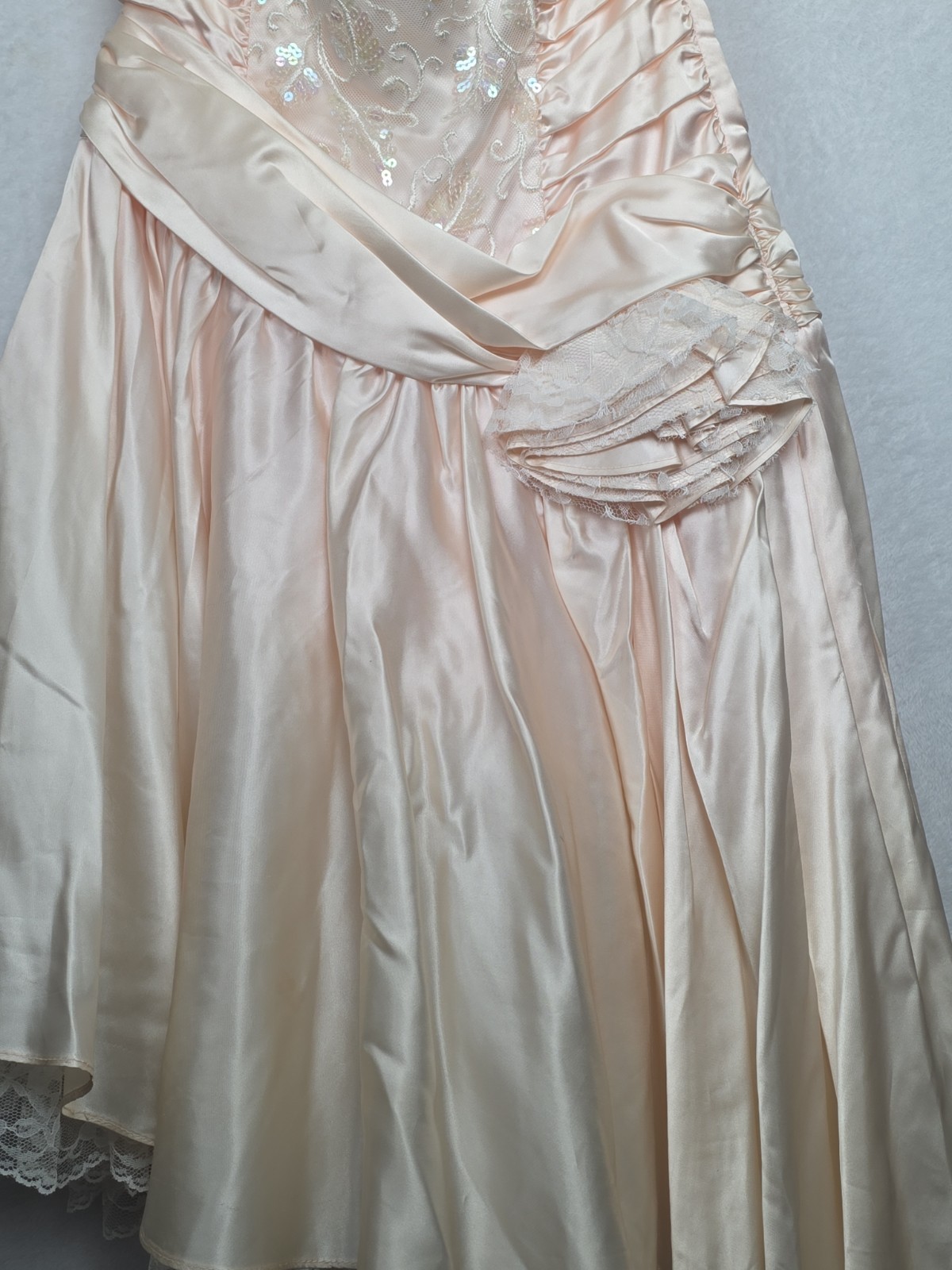 VTG 80s Zum Zum Pink Lace Jacquard Strapless Corset Prom Dress Asymmetrical Tier