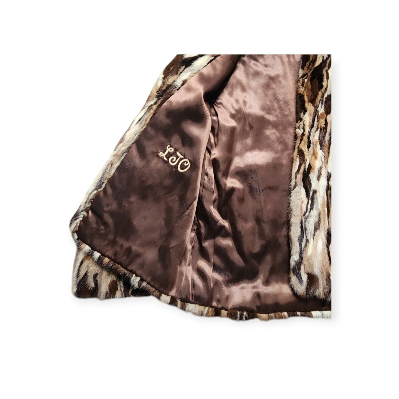 Vintage Schiaparelli Paris Pieced Mink Fur Coat Brown Patchwork Fur Jacket Women