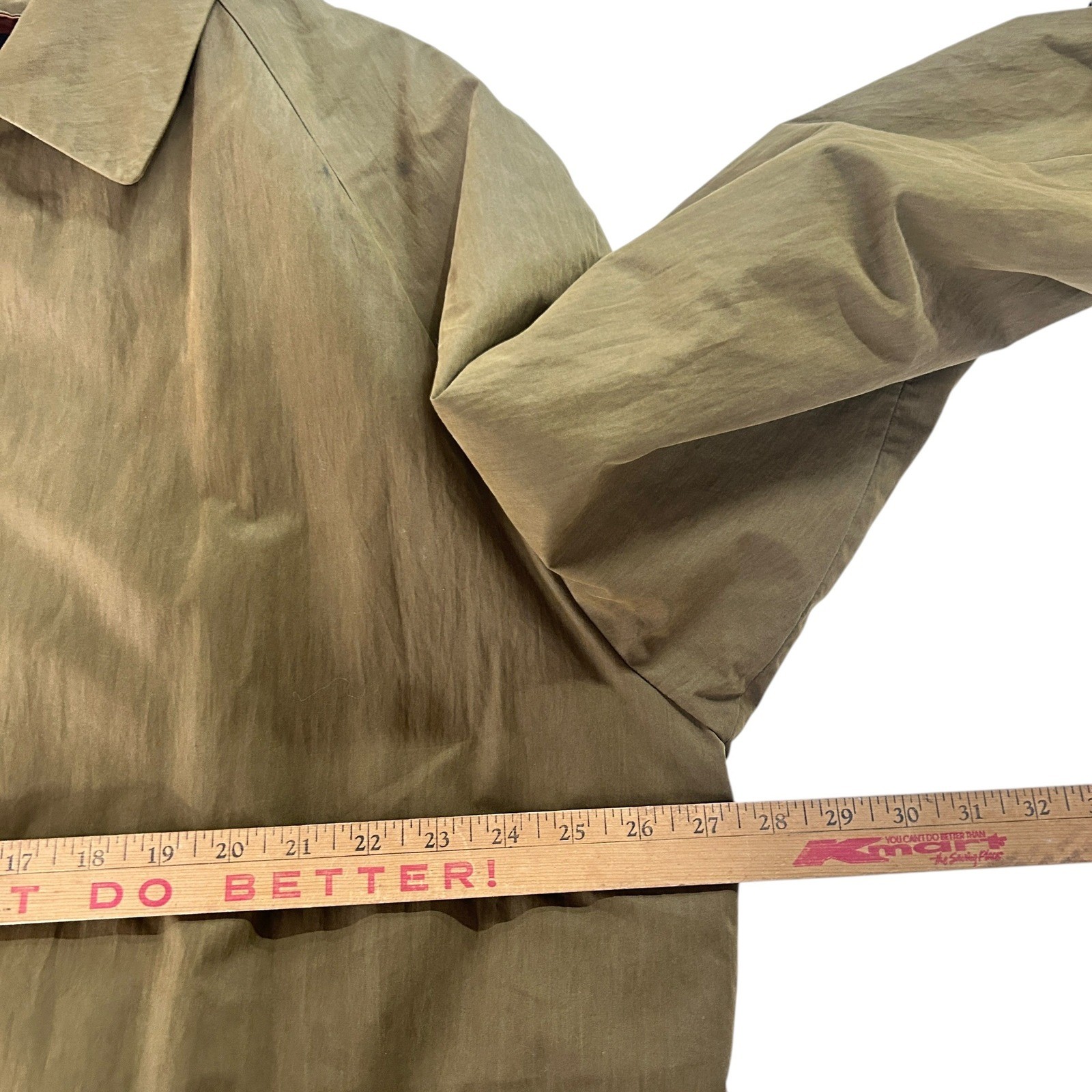 Vintage Olive Trench Coat Wool Lined Tie Back Minimalist Academia Long Old Money