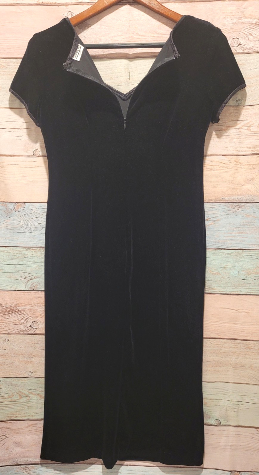 VTG 90s Robbie Bee Black Velvet Dress Cocktail Goth Whimsigoth Holiday Sz PS