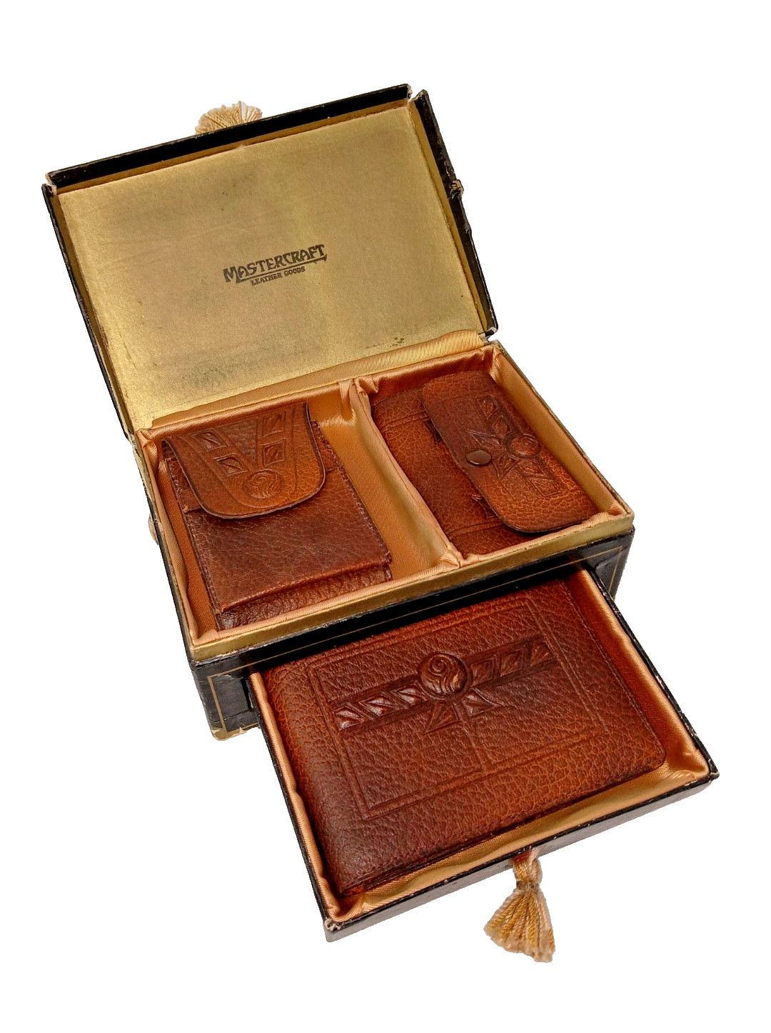 Ca. 1930 MASTERCRAFT Arts & Crafts Wallet Set in Original Presentation Box