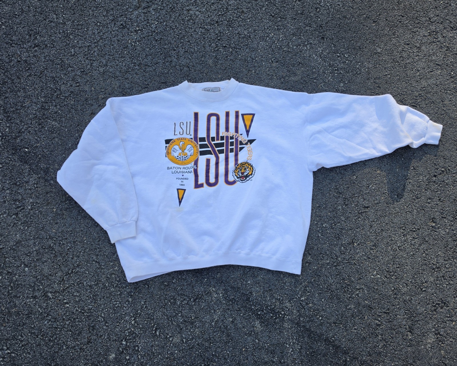 Vintage LSU Galt sand White Sweater Size XL Made In USA