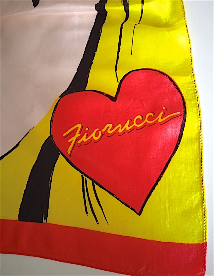 FIORUCCI 70s Italy Lichtenstein Kiss Comic Scarf Maxi Rare Acetate Rare