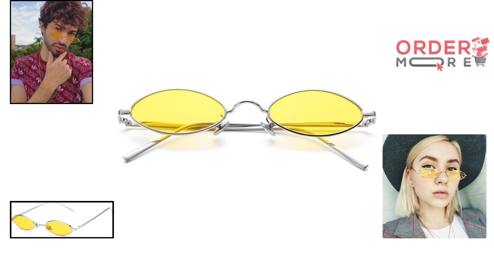 Vintage Small Oval Sunglasses Metal Frame UV400 Retro for Women Men Unisex