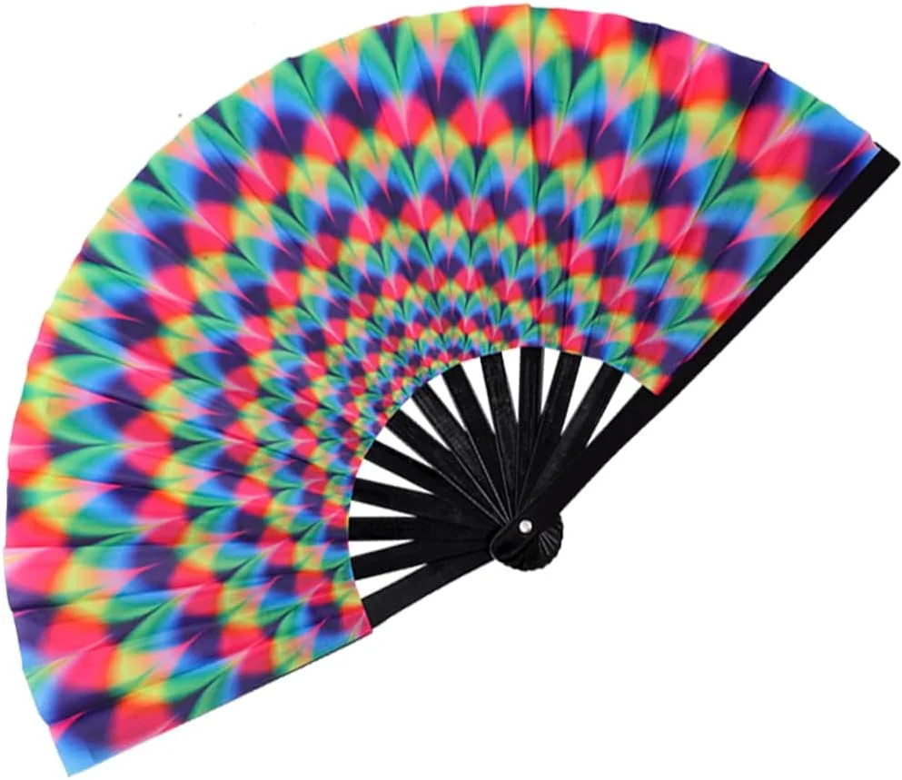 Large Folding Hand Fan for Men/Women, Large Rave Hand Fan Summer Folding Handhel