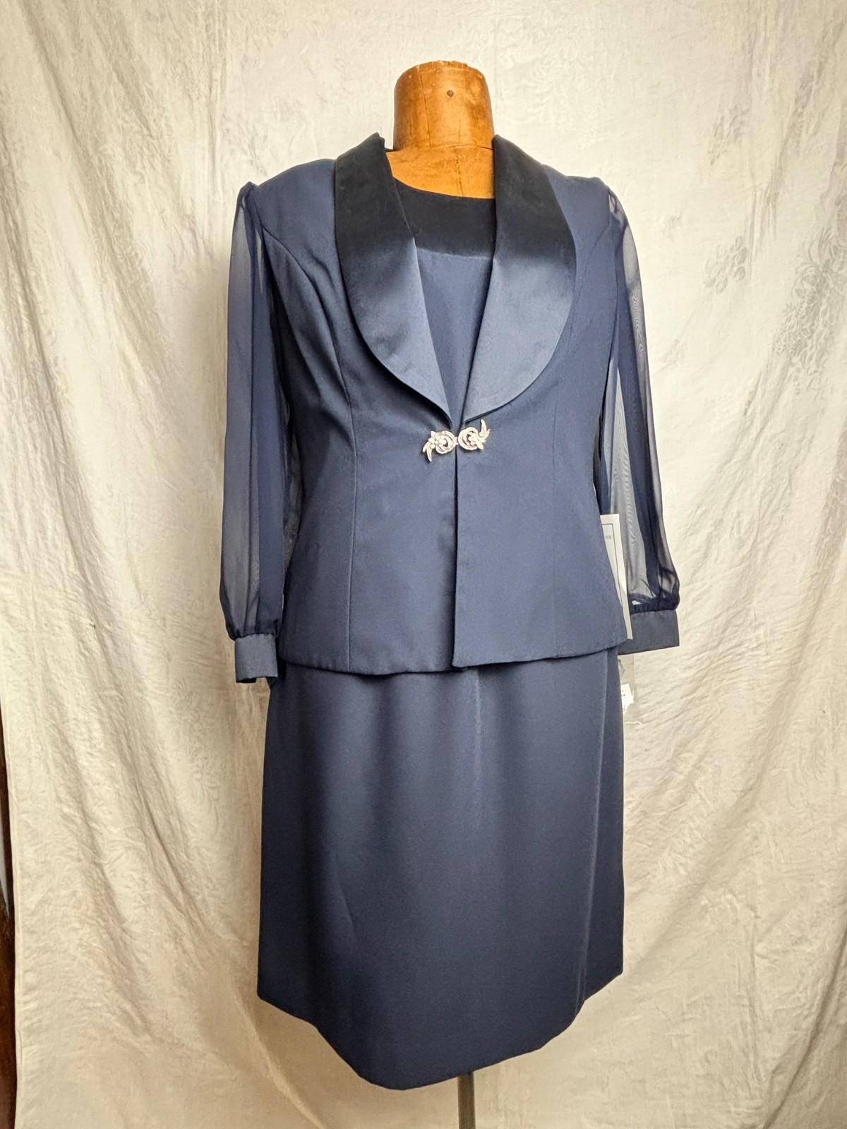 NWT Vintage 1980s Brownstone Studio New York Formal Dress Suit Navy Sz. 14P