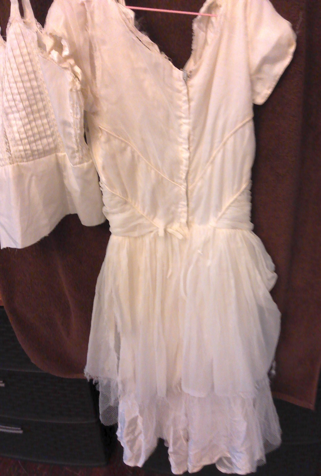 Vintage Tattered Party Dress White + Camisole 1950s-’60s Girls/Women’s Small