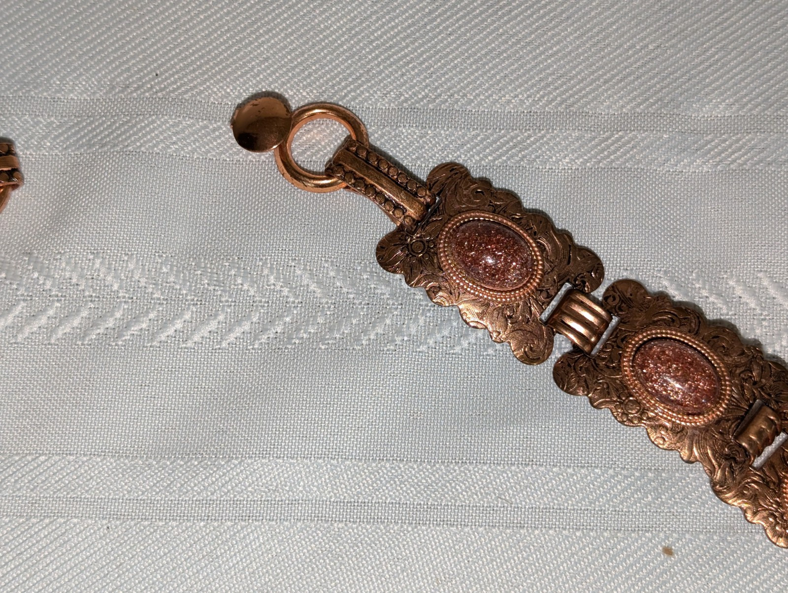 Vintage Copper Finish w/ Faux Stone Ladies Belt 30″L