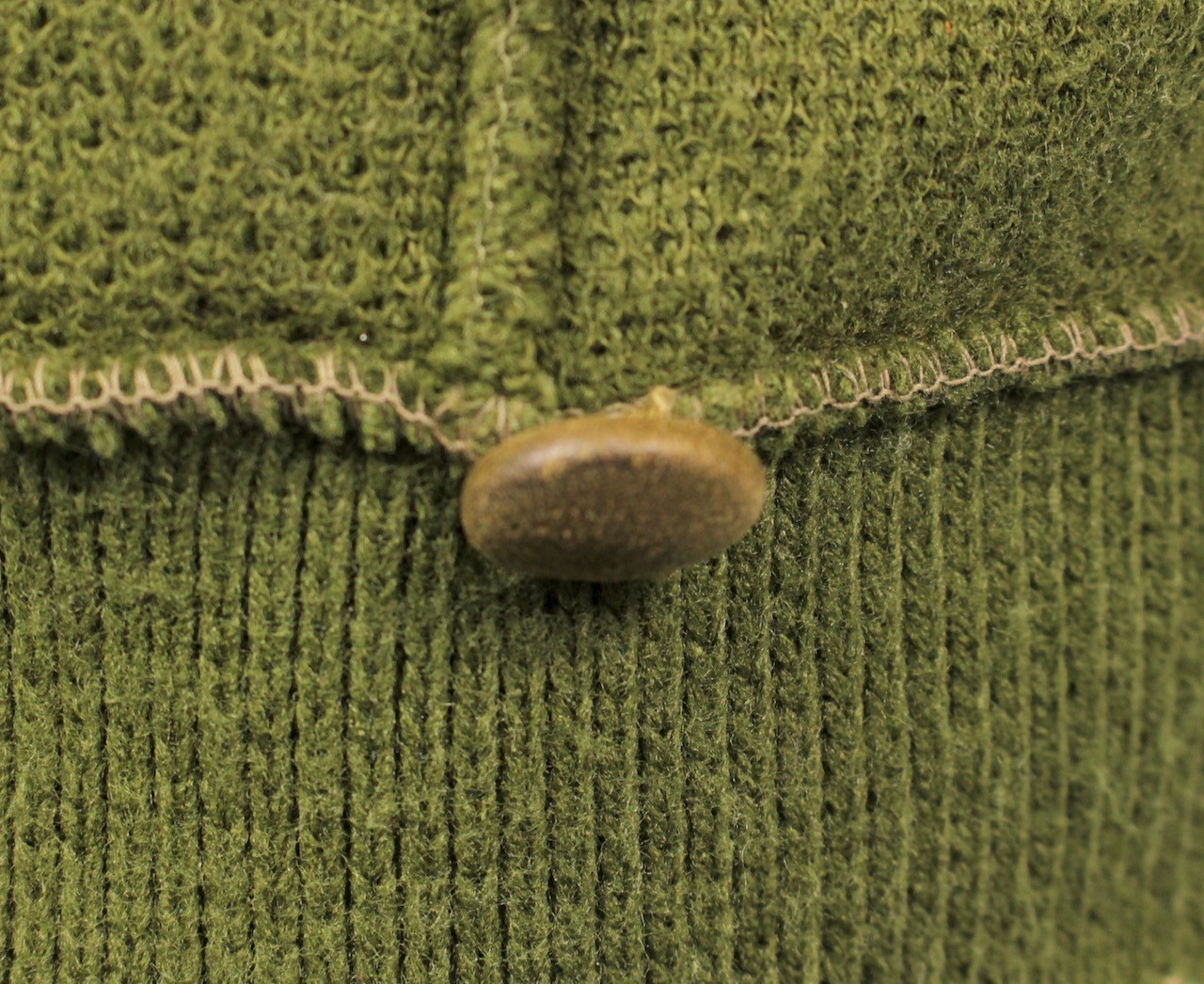VTG Men’s 50s 60s Green & Brown Acrylic & Suede Cardigan Sz L 1950s1960s Sweater