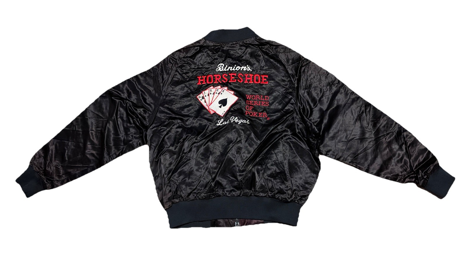 Vintage 80s Binions Horseshoe Satin Jacket Mens XXL 20th World Series Poker 1989