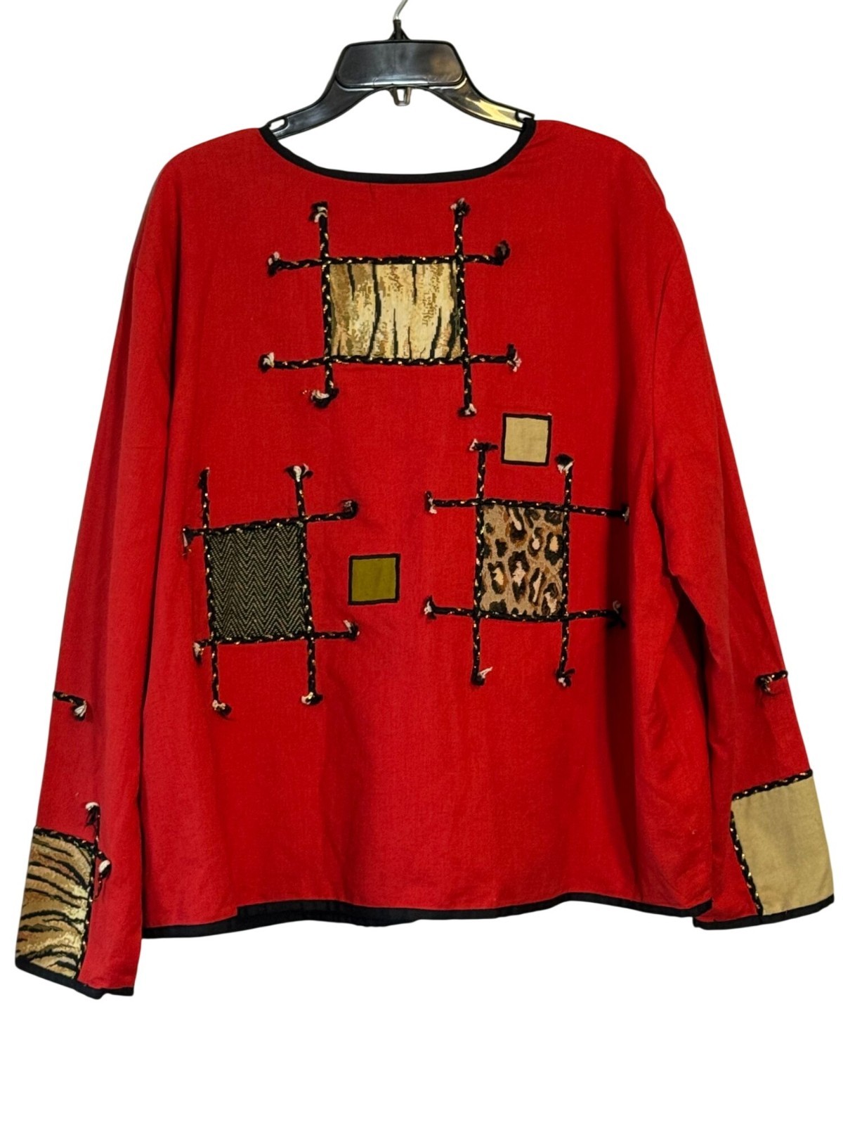 Allure Vintage Women’s Size 2X Red Animal Print Patchwork Art To Wear Jacket