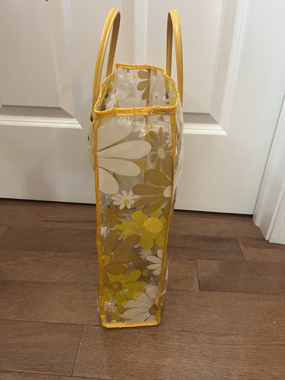 True VTG Mid-century Mod 1960s Daisy’s Flower Power Vinyl Tote Bag Purse Clear