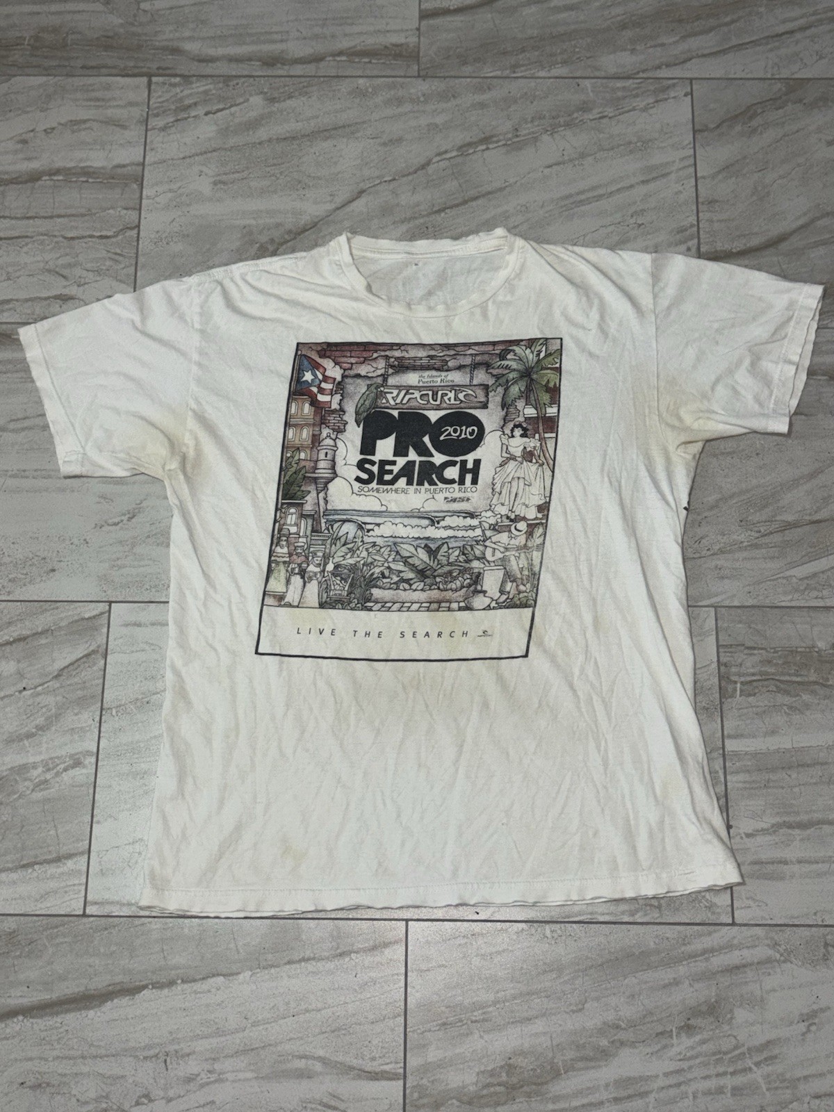 Rip Curl Pro Search Competition T-Shirt Mens Size XL Distressed Surfing