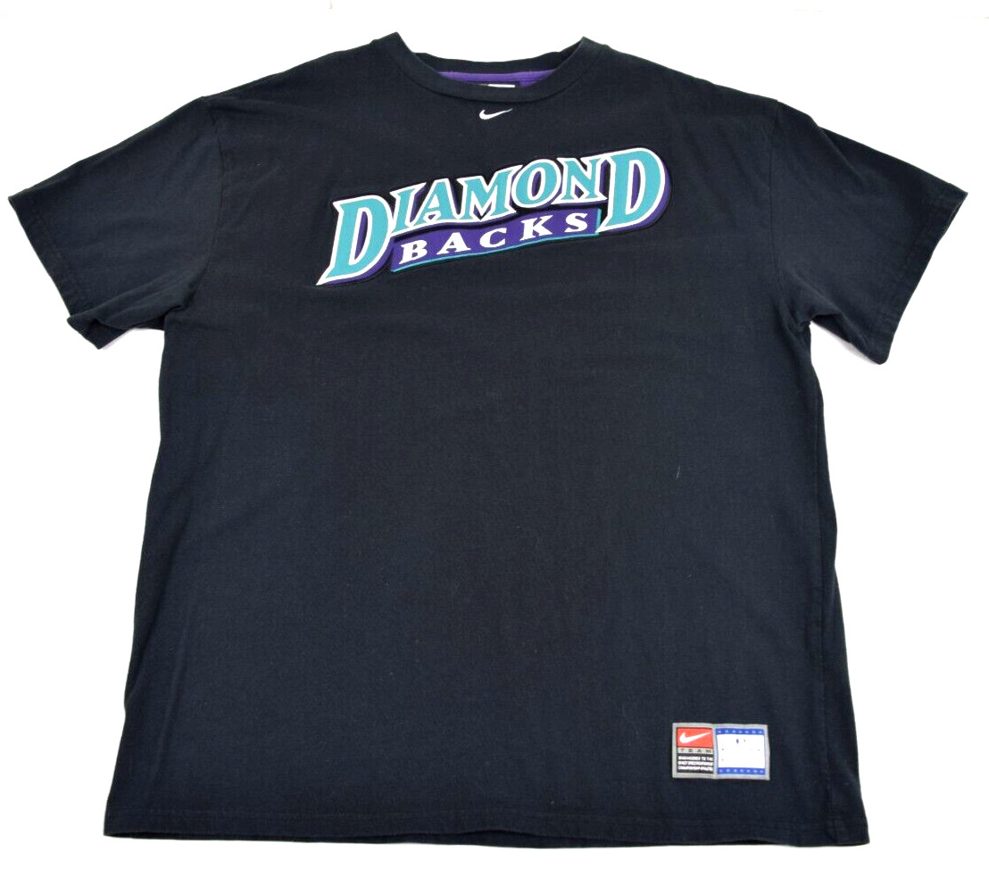 VTG MLB T-Shirt Nike Team Size M/L 90s Black Teal Diamond Backs Center Swoosh