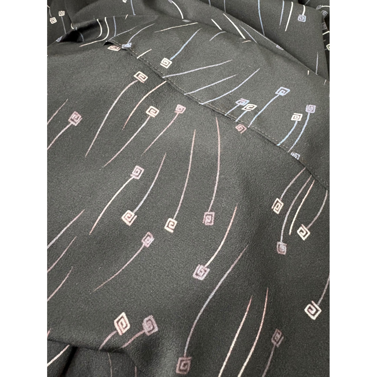 Rare Vintage Carlton Italy 100% Silk Black Midi Dress Made Italy Sheer Size 44