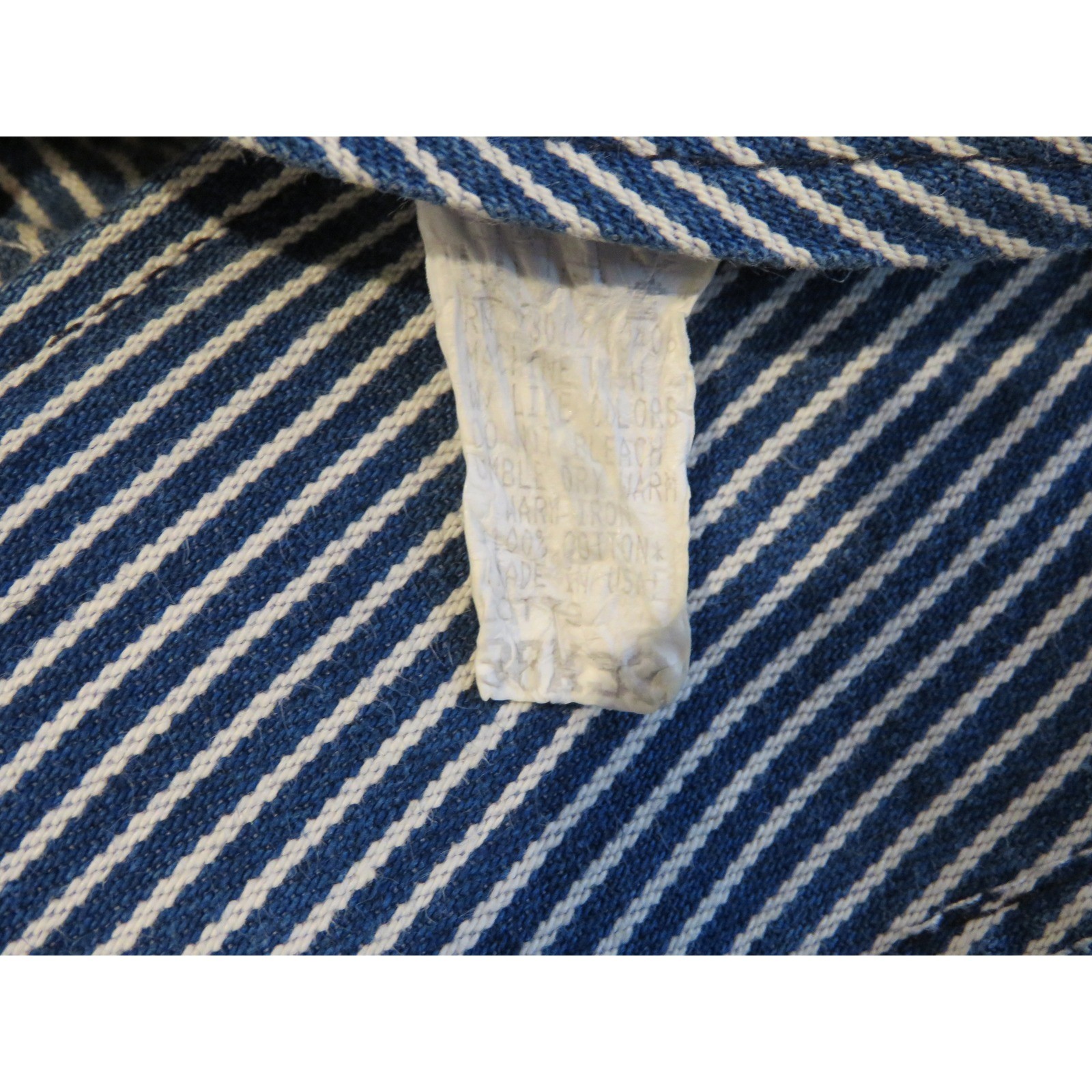 Vintage Round House Bib Overalls 38×32 Blue White Striped Straight Leg Outdoor