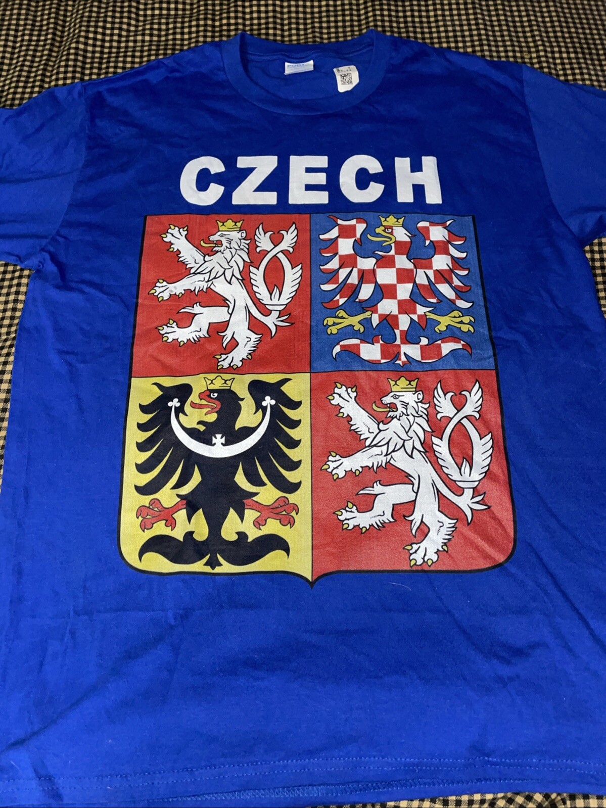 VTG 90’s Port & Co. Czech Coat of Arms Czech Republic Graphic T Shirt Large