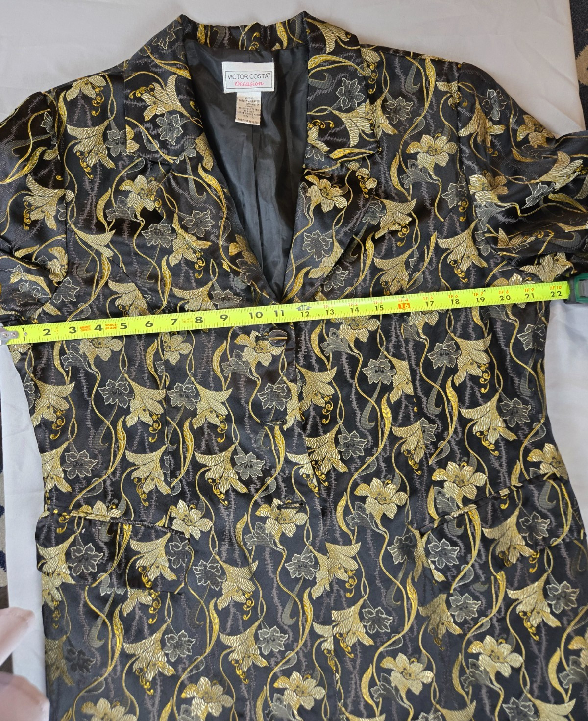 Victor Costa Occasion Gold Floral Jacquard Jacket L Hong Kong Vintage