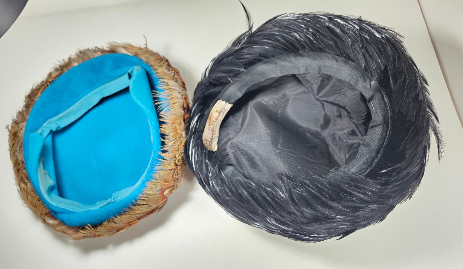 2 Feather Hats – Lucila Mendez Exclusive New York hat Plus an Unknown hat