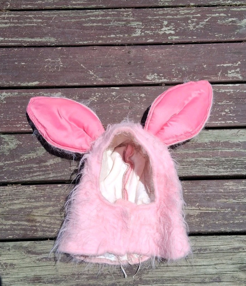 Vintage 1960s 1970s Pink Bunny Costume Hat Halloween Piglet