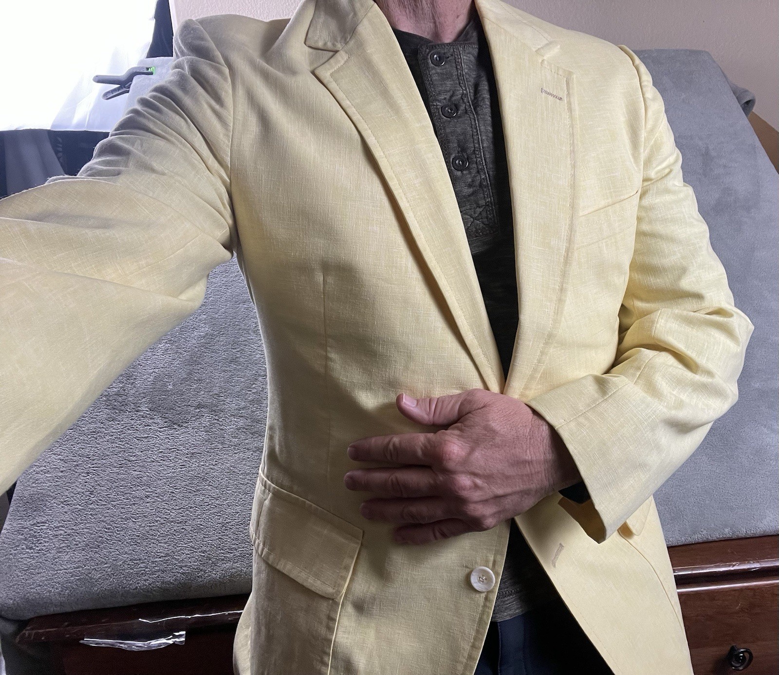 50s 60s Retro Vintage Blazer Sport Coat Mens 41R M Pastel Yellow Smiths Californ