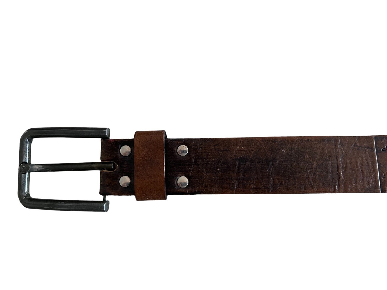 Fiorucci Vintage Kids Brown Leather Red T-Rex Engraved Logo Belt Size M 24-30