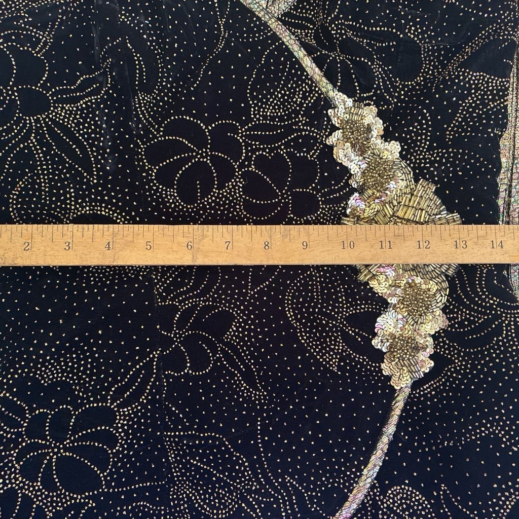 1980sBlack/GoldVelvet Plisse Strapless Beaded A.J. BariVintageluxury oldmoneyGow