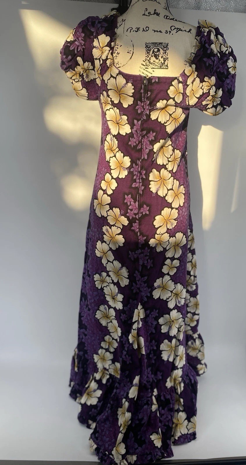 Vintage Hilo Hattie Purple Hawaiian Hibiscus Flower Mu’umu’u Women’s Size Large