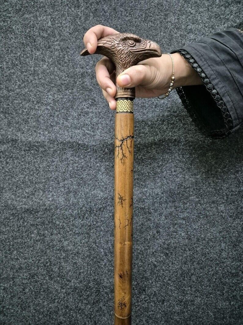Antoique Copper Finish Aluminum Rabbit Victorian Wooden Walking Stick Cane