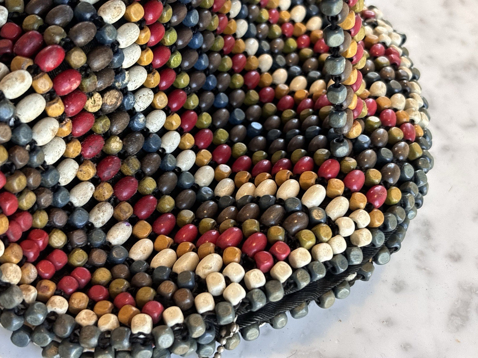 Vintage Schowanek Wood Bead Clutch Handbag Made in Czechoslovakia, Gifts for Her