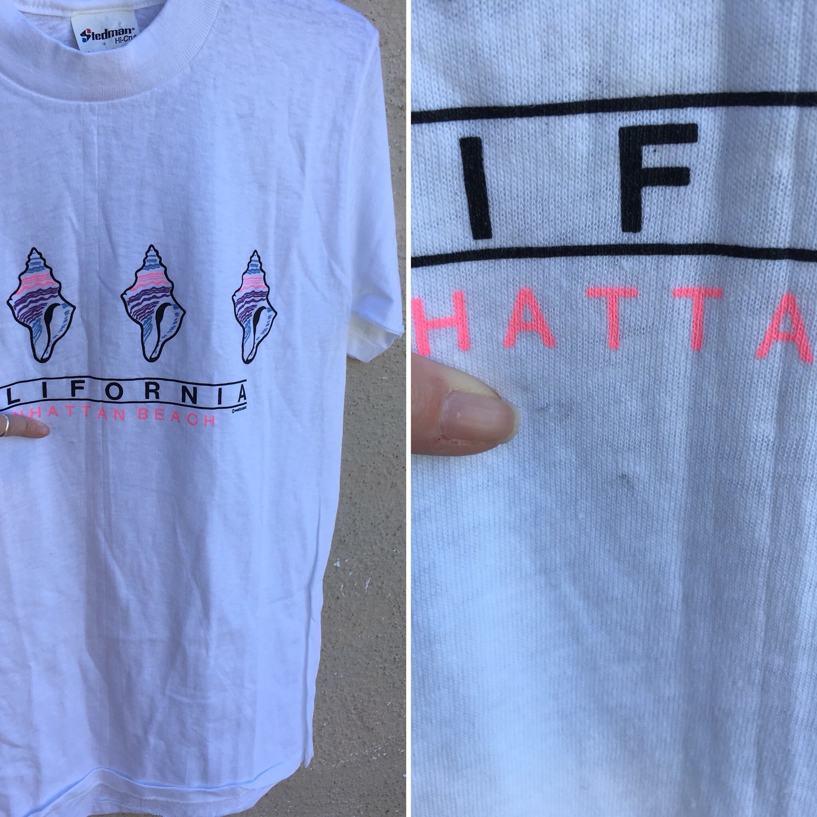 Vintage California Manhattan Beach T-Shirt c westcoast Stedman Hi-Cru M 38-40