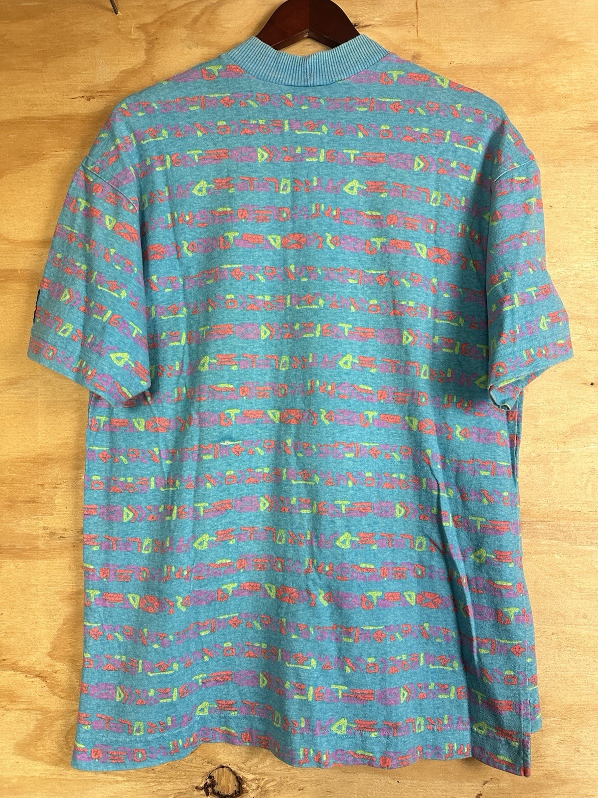 Vtg 80s 90s O’Neill Alien Typing All Over Print Neon Surf T-shirt