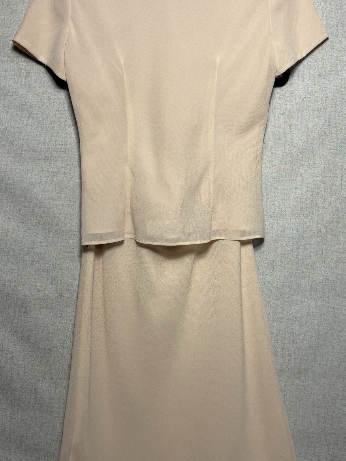 Jolibel Petite Skirt Suit Set Size 2 Beige Satin Vintage 90s