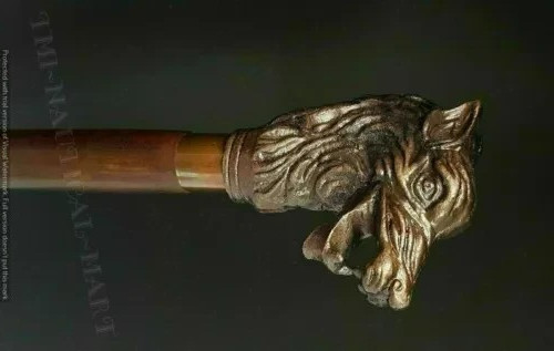 BRASS VICTORIAN HANDLE WOODEN VINTAGE STYLE WALKING STICK CANE DESIGNER style