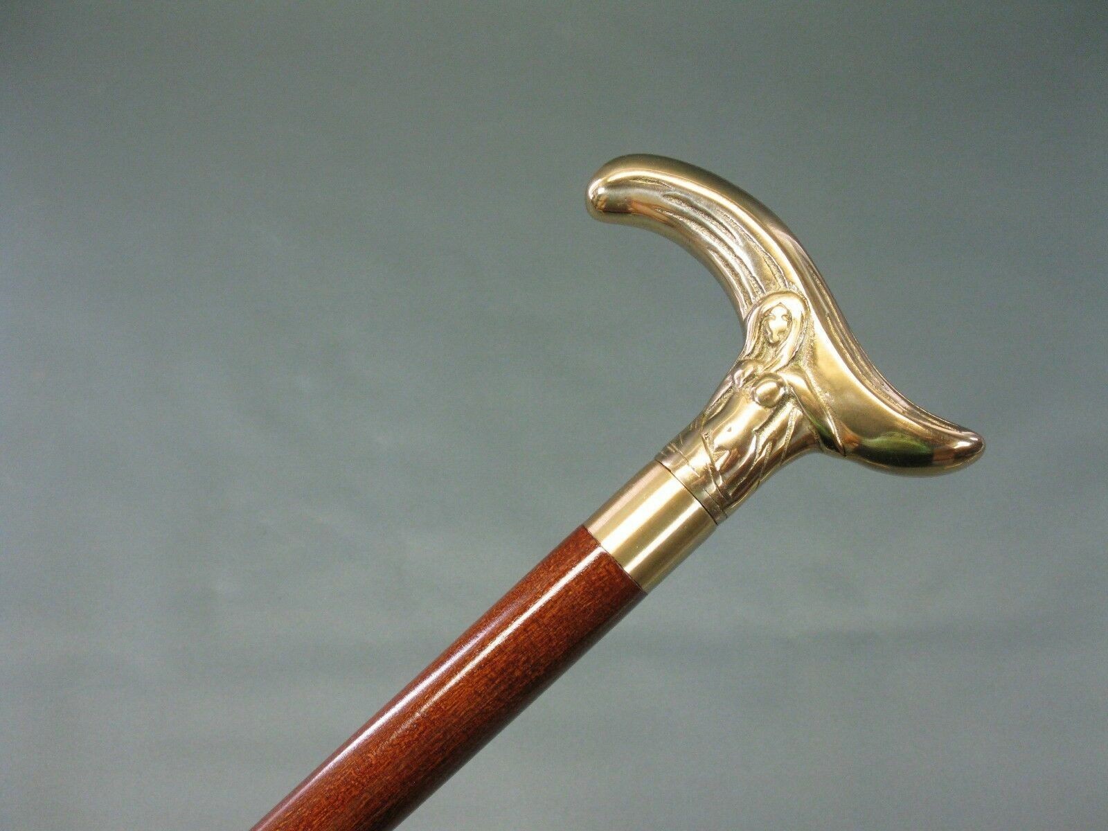 Antique Brass Victorian Handle Wooden Vintage Style Walking Stick Cane Designer