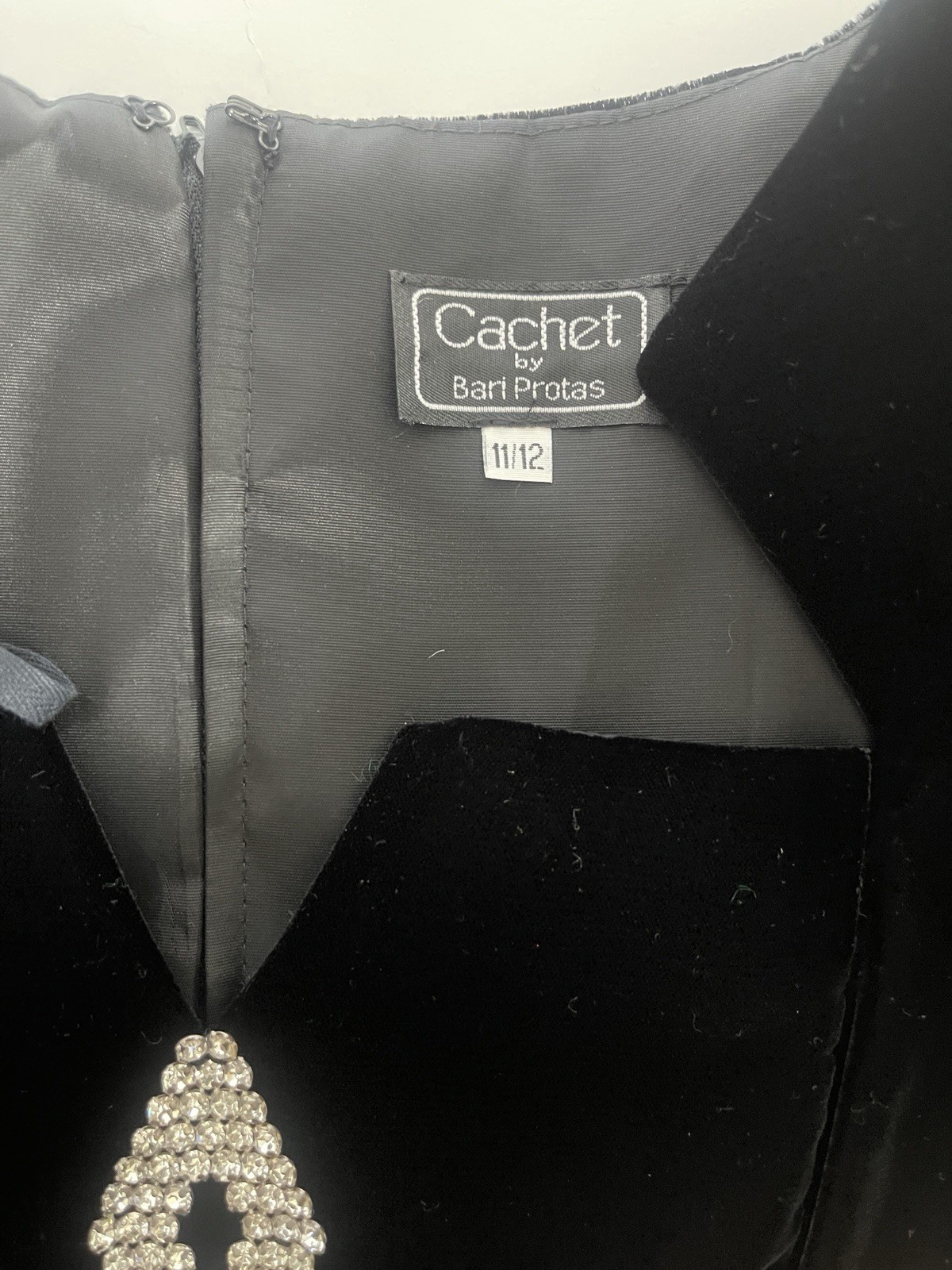 Vintage 80s Cachet Bari Protas Black Velvet Cocktail Evening Dress Size 11/12