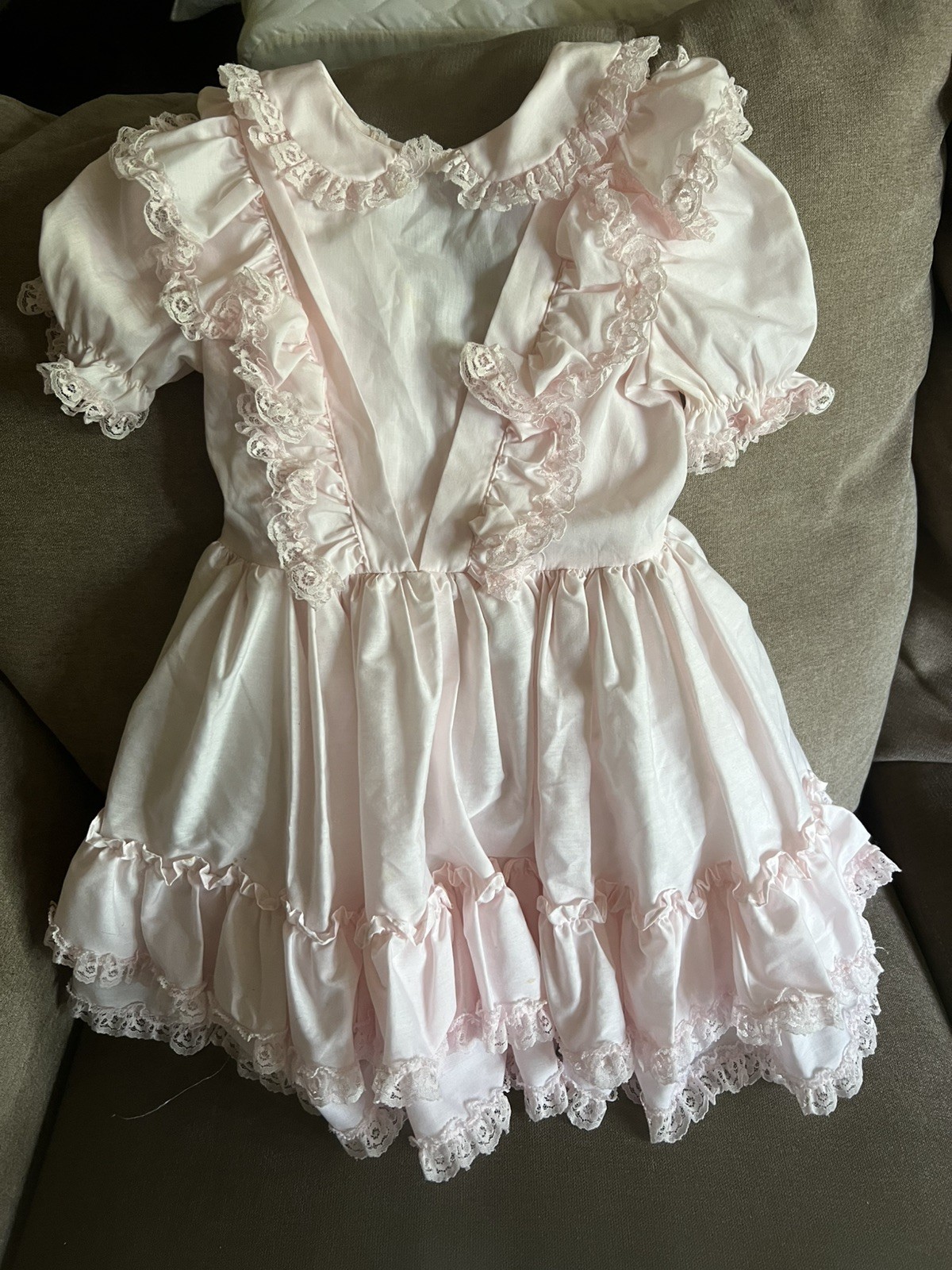 Vintage Miss Quality Full Circle Pink Pageant Ruffle Dress Size 6X