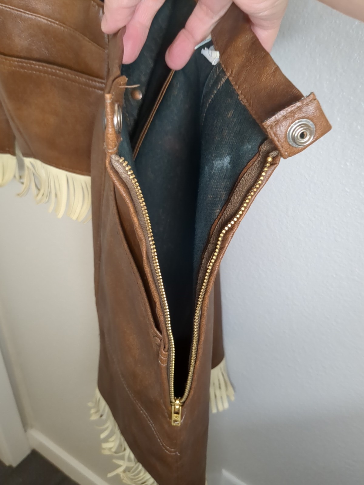 Vintage 60s Pioneer Wear Girls Fringe Skirt & Vest Vegan Leather 2pc SZ 8