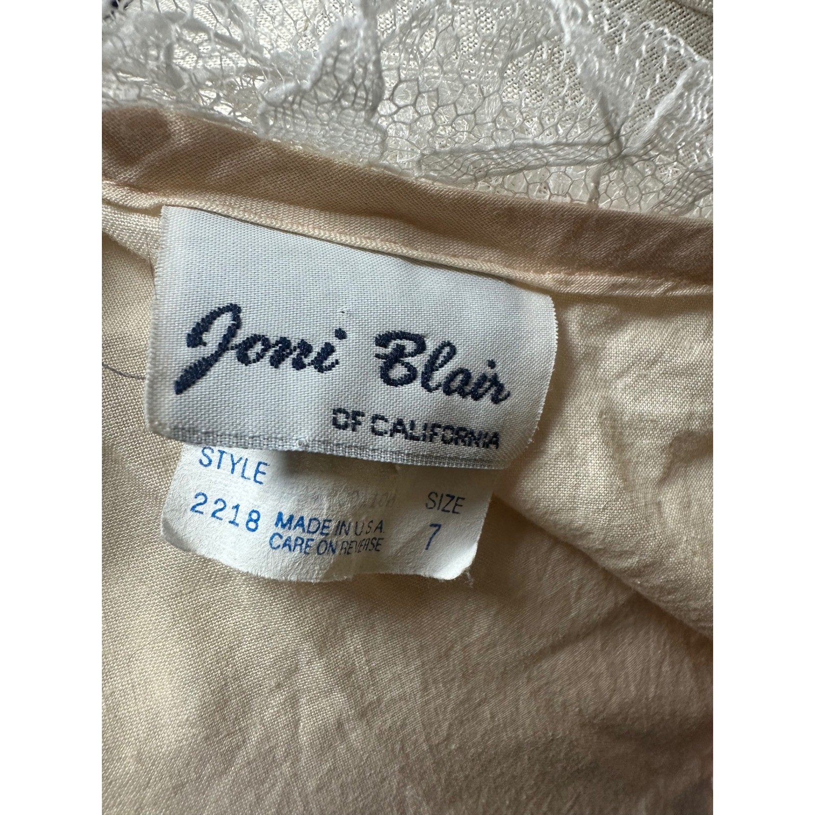 Vintage 1970s Joni Blair Prairie Dress Lace Collar Cotton Pockets USA 7