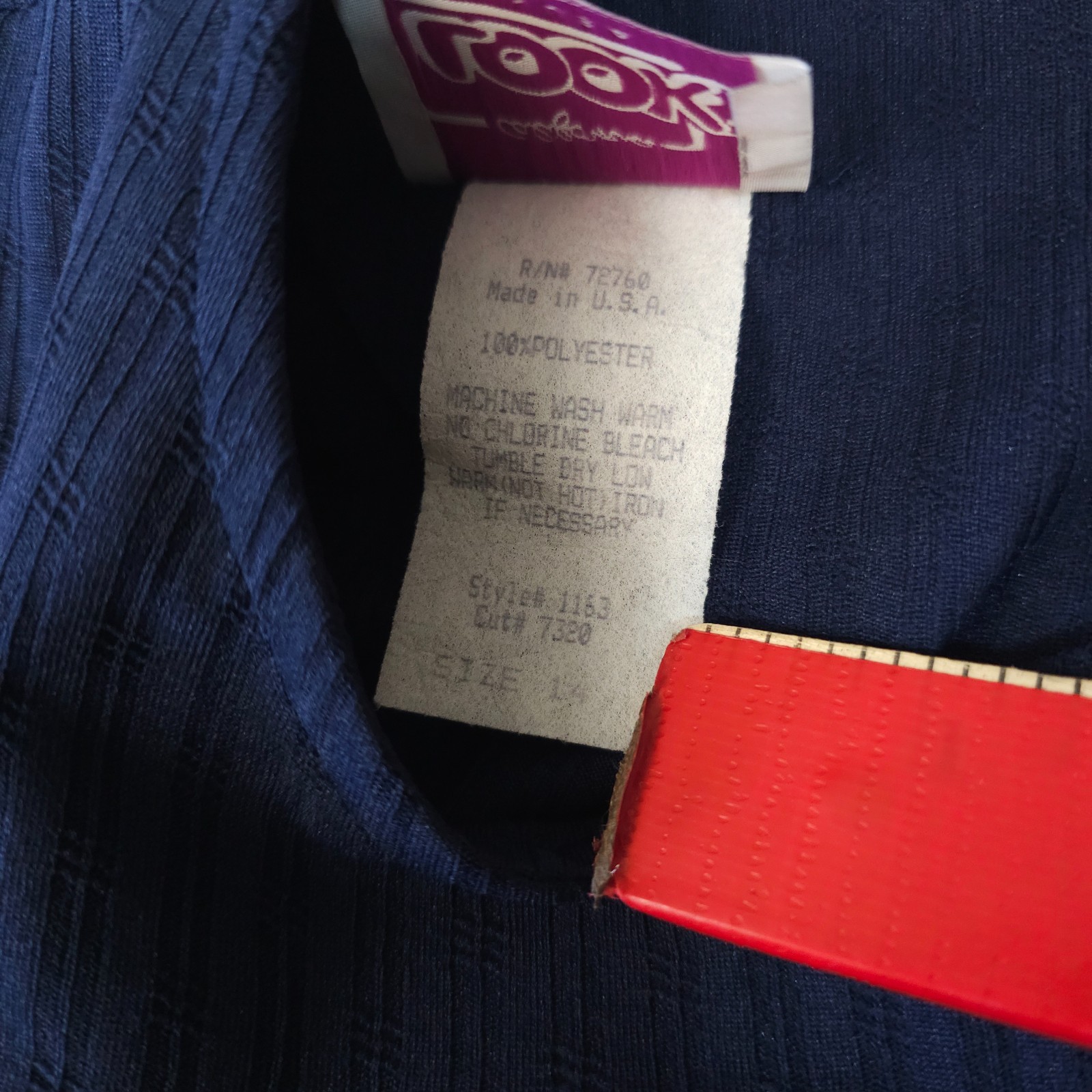 Vtg 1970s 80s Navy Sheer Lace Sleeve Dress Midi Secretary Geek USA Stripe Calif