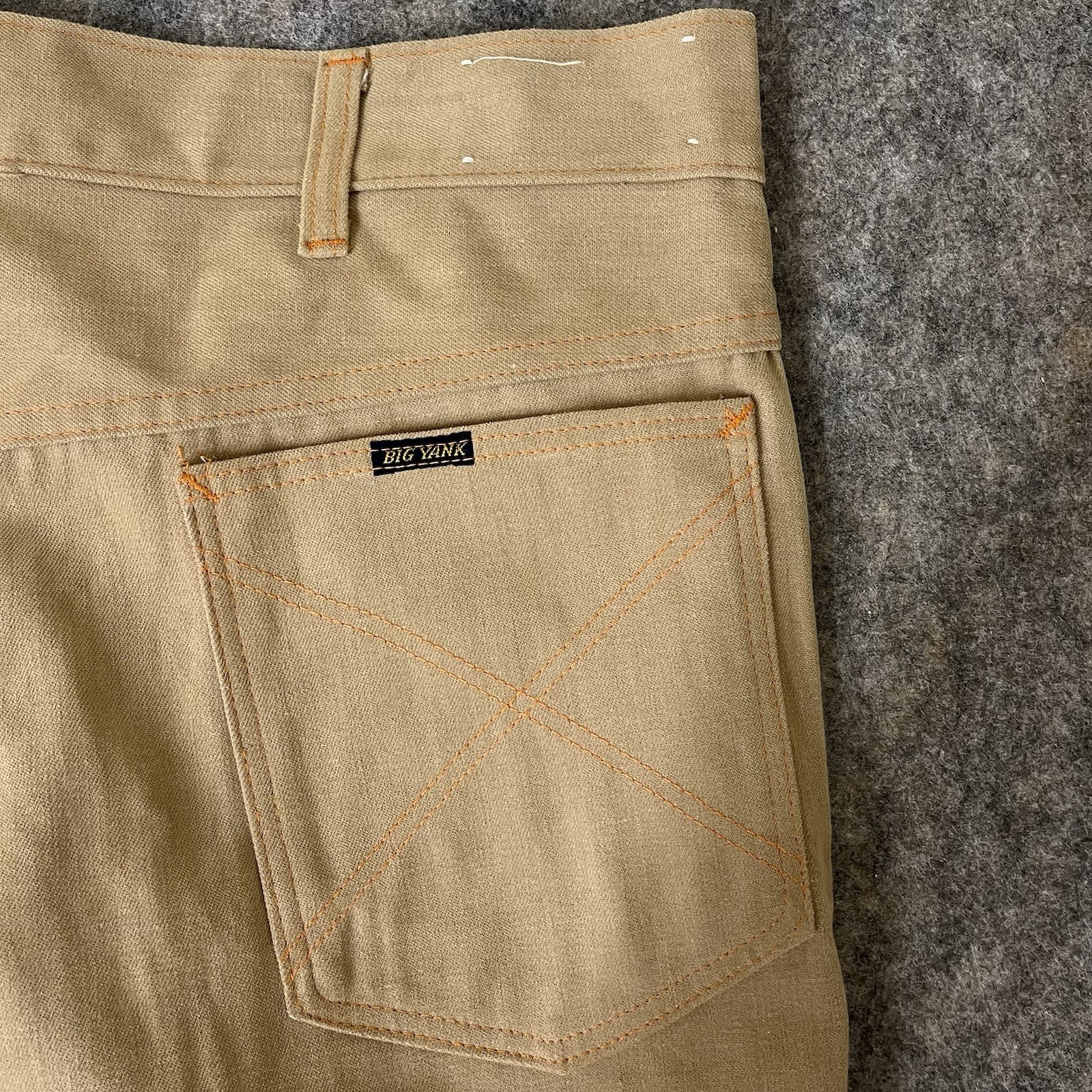 Vintage Big Yank Bell Bottom Pants 35×33 Tan Brushed Flare Scoville Zip 60s 70s