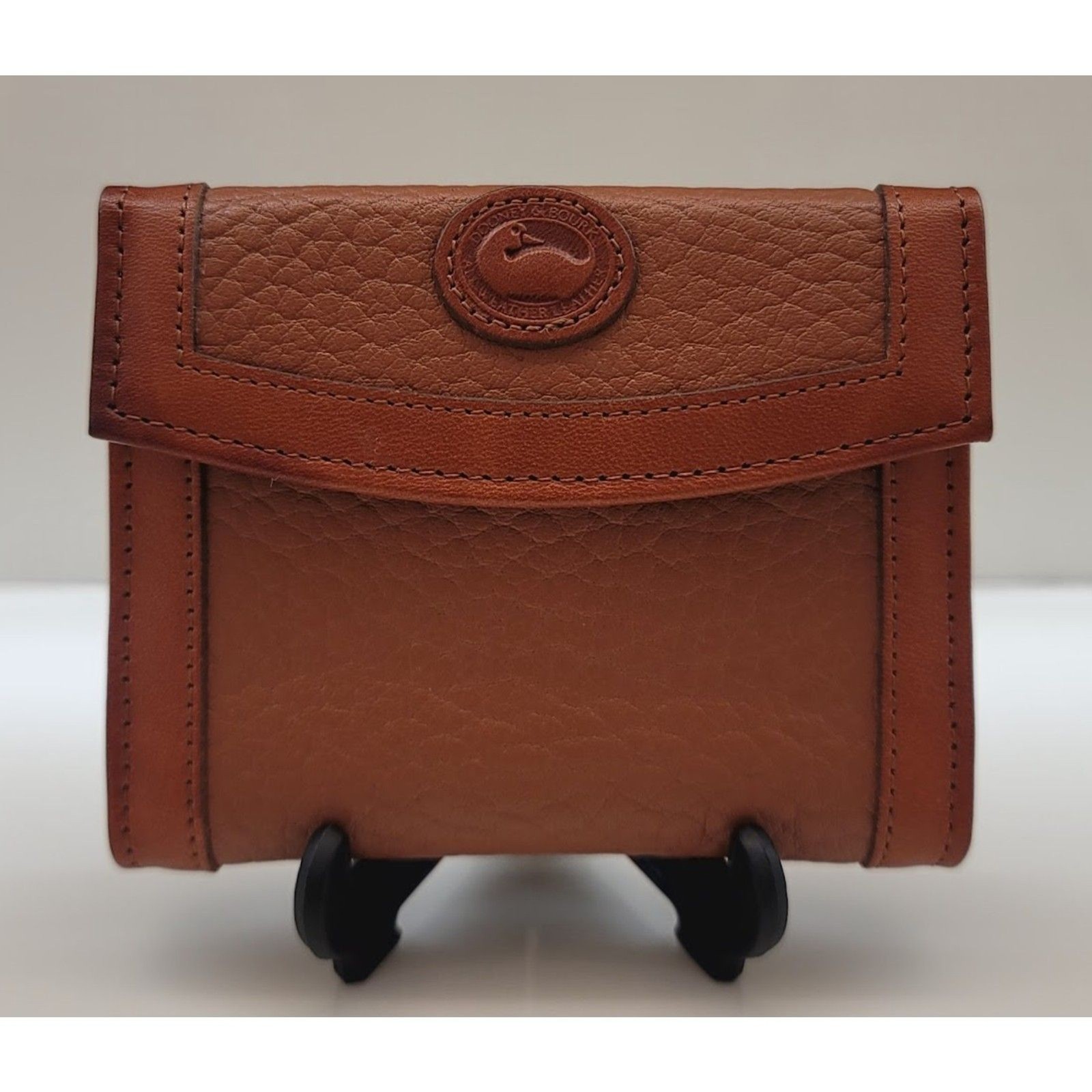 Vintage Dooney Bourke AWL Brown Leather Wallet Guarantee Card USA Duck Logo 80s
