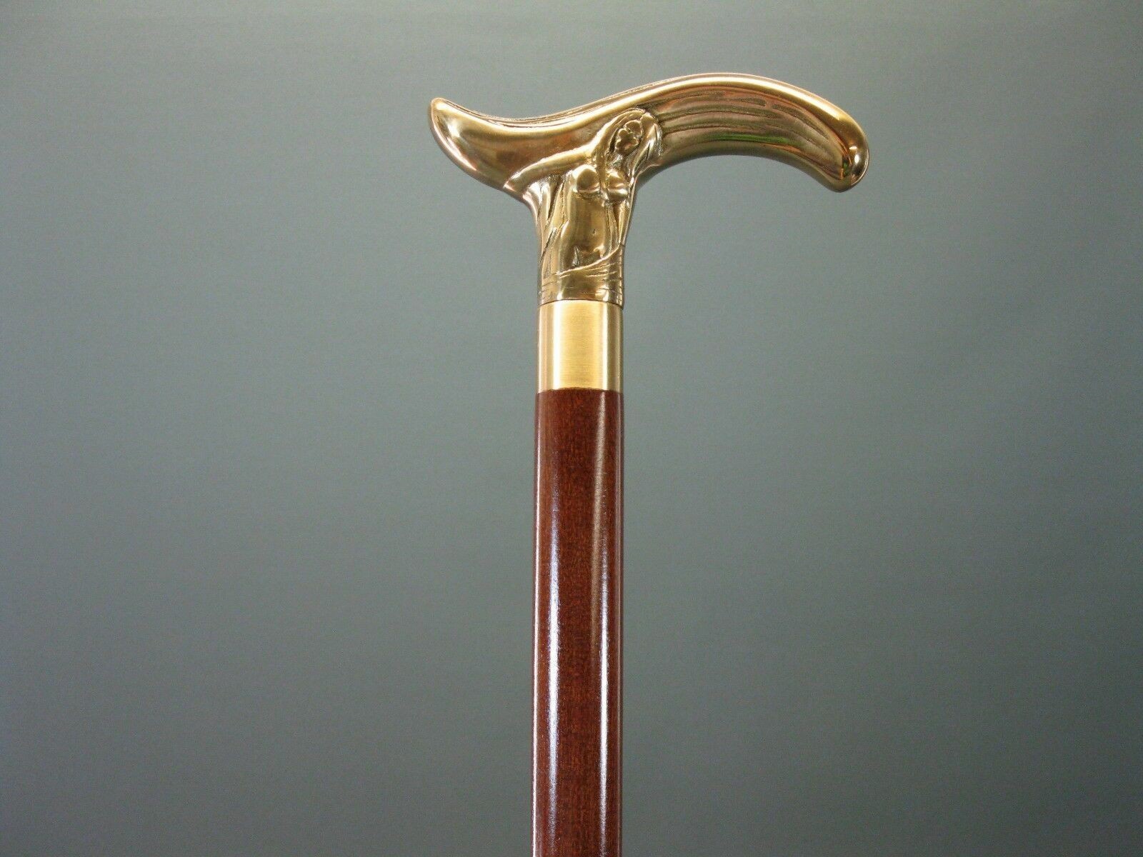 Antique Brass Victorian Handle Wooden Vintage Style Walking Stick Cane Designer