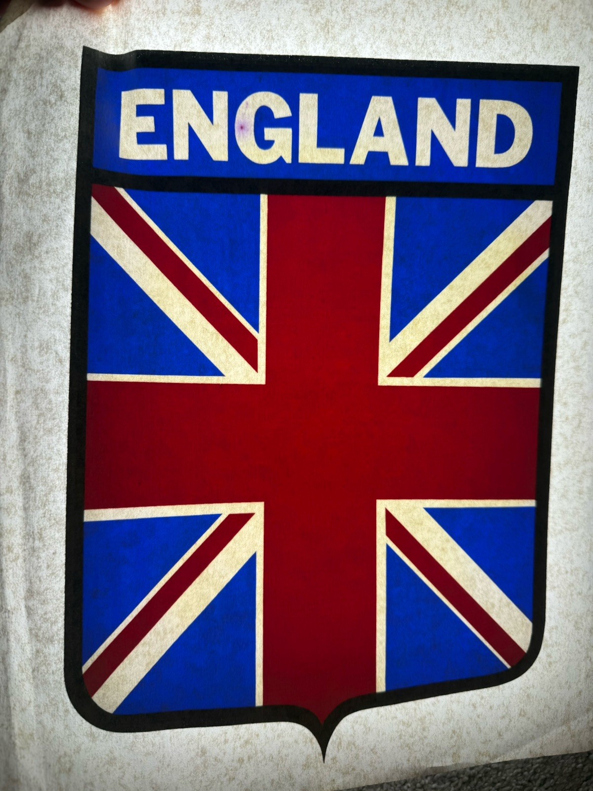 England, United Kingdom Uk Shield Logo ￼Vintage T Shirt Heat Transfer NOS Rare