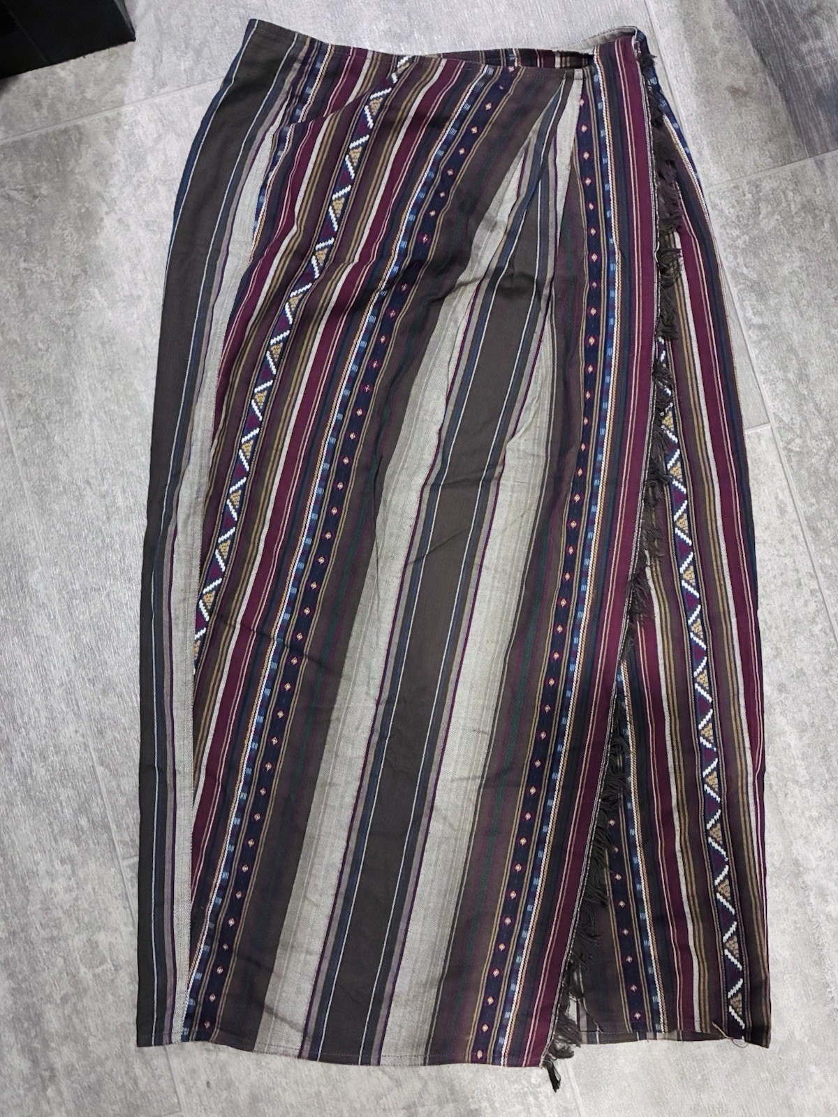 Neutral brown Western Wrap Maxi Skirt small waist 27.5” Boho Festival granola