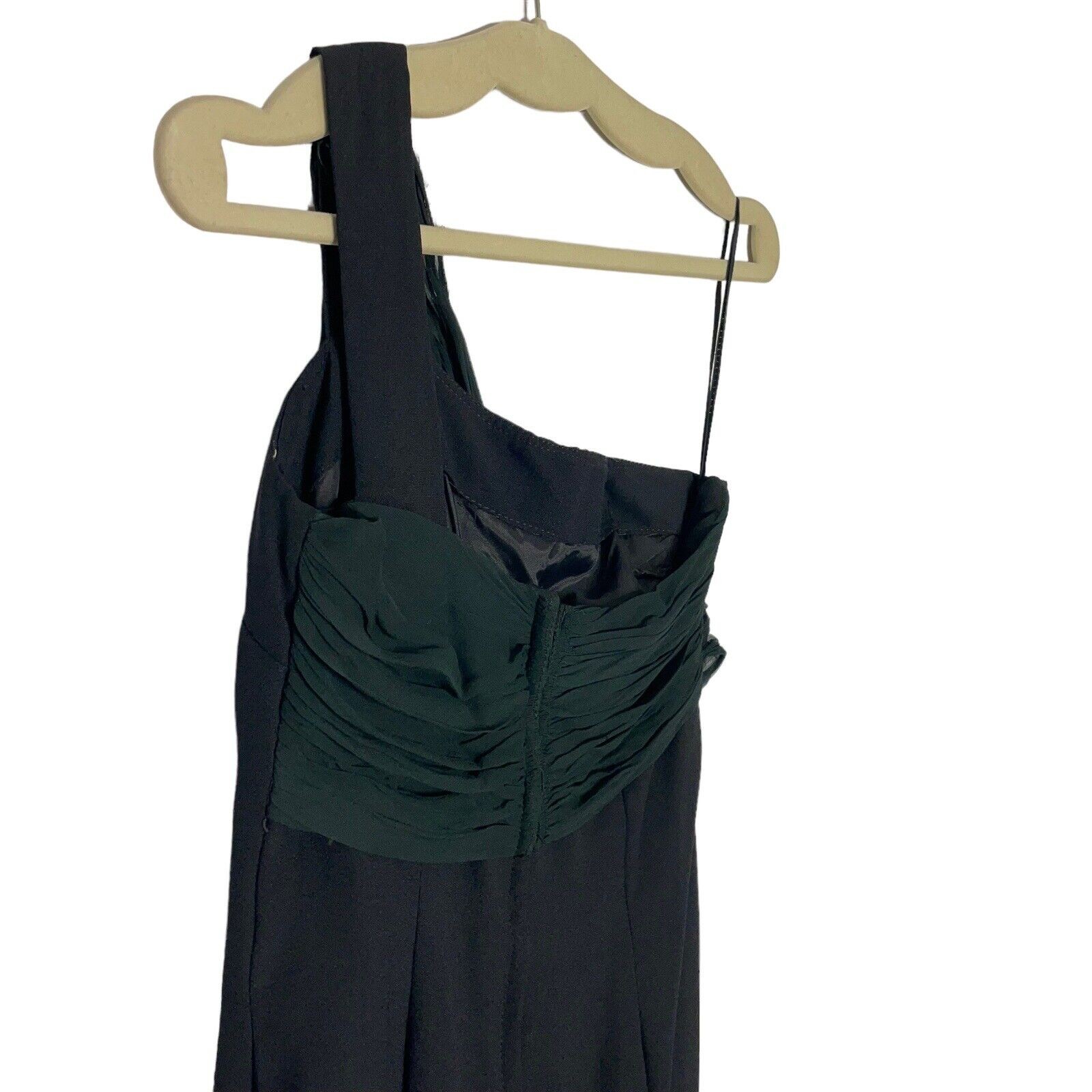Vintage Gale Mitchell Designer 90’s Black One Shoulder Dress w/ 100% Silk Sash